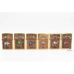 Zippo xuất Nhật ốp gỗ óc chó khảm trai Chủ Đề Camel ZN346