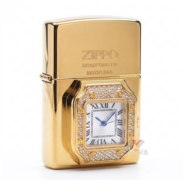 Zippo xuất Nhật gắn mặt đồng hồ cao cấp ZN295