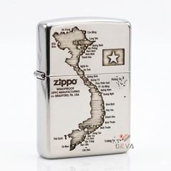 Zippo Bạc Khối Khắc Bản Đồ Việt Nam BK75