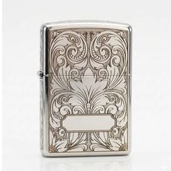 Zippo Bạc Khối Khắc Hoa Văn Cổ Điển BK66