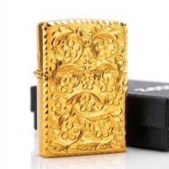 Zippo Mỹ chính hãng mạ vàng khắc sâu hoa mơ Umehana Z225