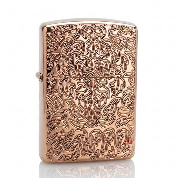 Zippo Armor Vàng Hồng Hoa Văn Carved Design Z161
