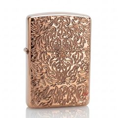 Zippo Armor Vàng Hồng Hoa Văn Carved Design Z161