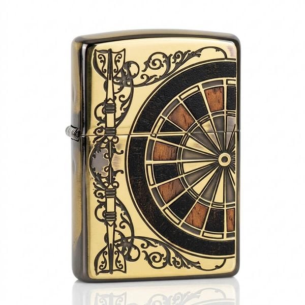 Bật lửa zippo hình bàn quay Roulette ốp gỗ Z25