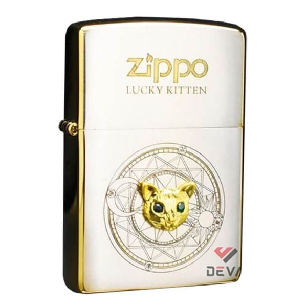 Zippo Ốp Tượng Chú Mèo May Mắn Lucky Kitten ZN23