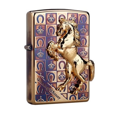 Zippo Đồng Cháy Ốp Chú Ngựa Chiến Thắng ZN17