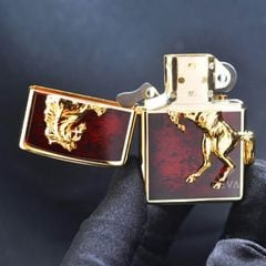 Zippo Nhật Mạ vàng ốp ngựa nổi sơn màu ZN12