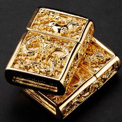 Zippo Bọc Phù Điêu Long Mã Mạ Vàng ZN382