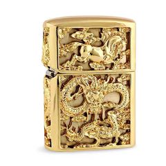 Zippo Bọc Phù Điêu Long Mã Mạ Vàng ZN382