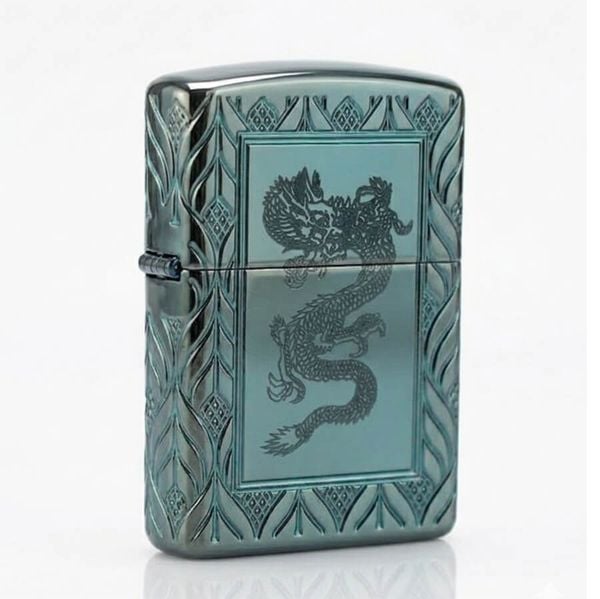 Zippo Armor Xanh Ngọc Bích Luxury Rồng Elegant Dragon Design Z336