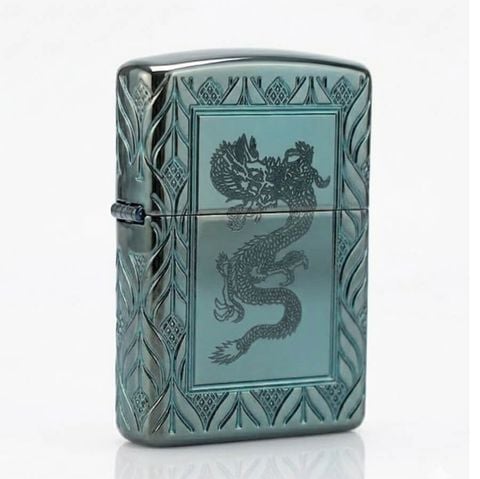 Zippo Armor Xanh Ngọc Bích Luxury Rồng Elegant Dragon Design Z336