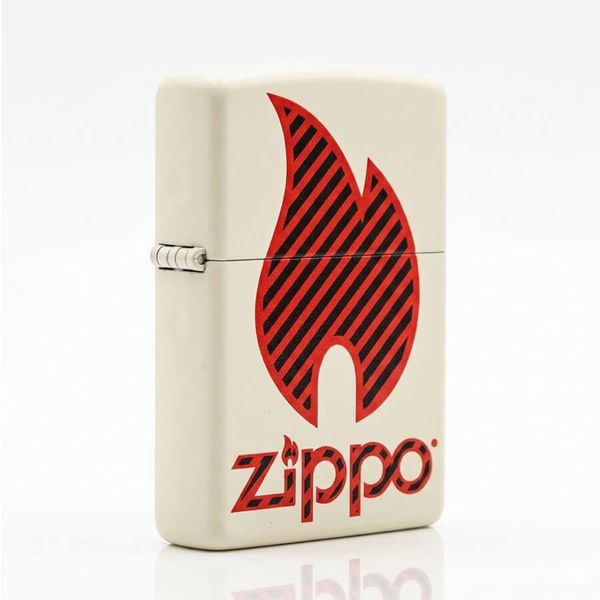 Zippo Sơn Trắng In Logo Ngọn Lửa Zippo Motif Z103