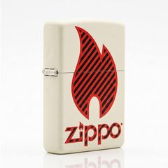 Zippo Sơn Trắng In Logo Ngọn Lửa Zippo Motif Z103