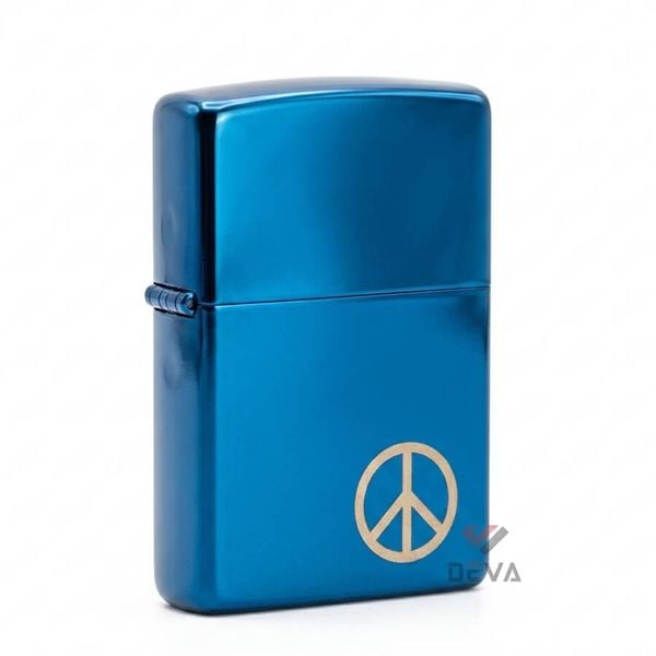 Zippo Xanh Bóng In Biểu Tượng Hòa Bình Peace On Side Z100