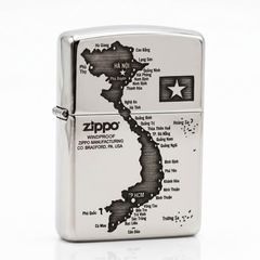 Zippo Bạc Khối Armor Khắc Bản Đồ Việt Nam BK81