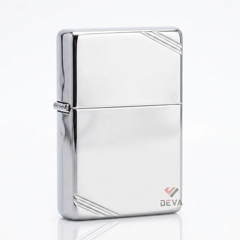 Bật Zippo Mỹ Vintage trắng trơn bóng chặt góc ZT34
