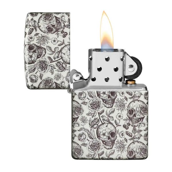 Zippo chính hãng Dạ Quang Chủ Đề Đầu Lâu Skeleton Design Z385