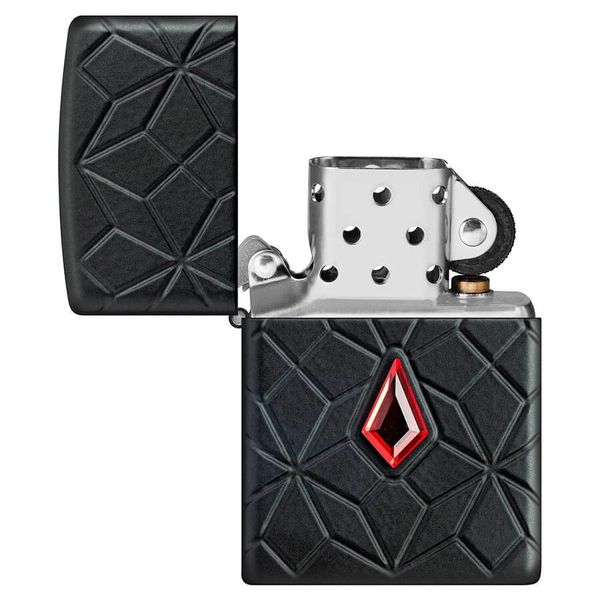 Zippo Armor Luxury Red Crystal Khắc Deep Carve Đính Đá Crystal Đỏ Z120