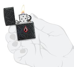 Zippo Armor Luxury Red Crystal Khắc Deep Carve Đính Đá Crystal Đỏ Z120