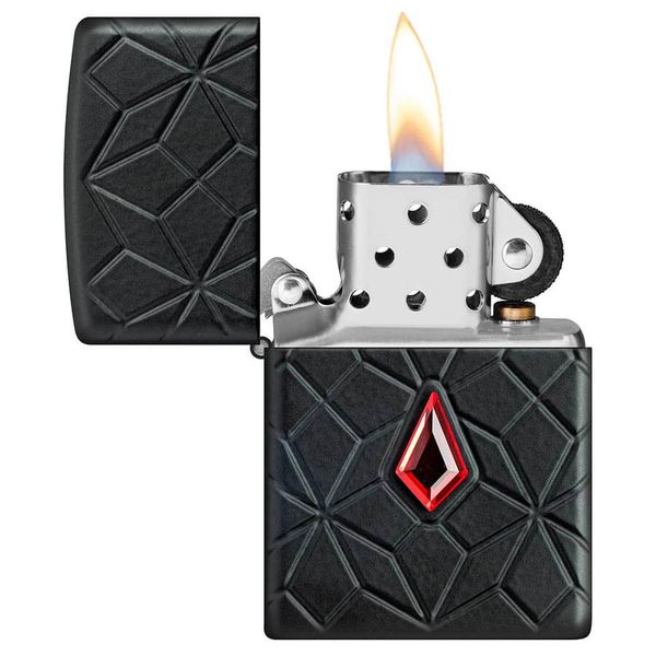 Zippo Armor Luxury Red Crystal Khắc Deep Carve Đính Đá Crystal Đỏ Z120