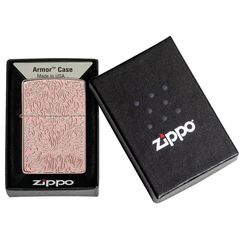Zippo Armor Vàng Hồng Hoa Văn Carved Design Z161