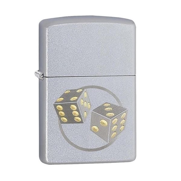 Zippo khắc hình xúc xắc mạ satin Z208