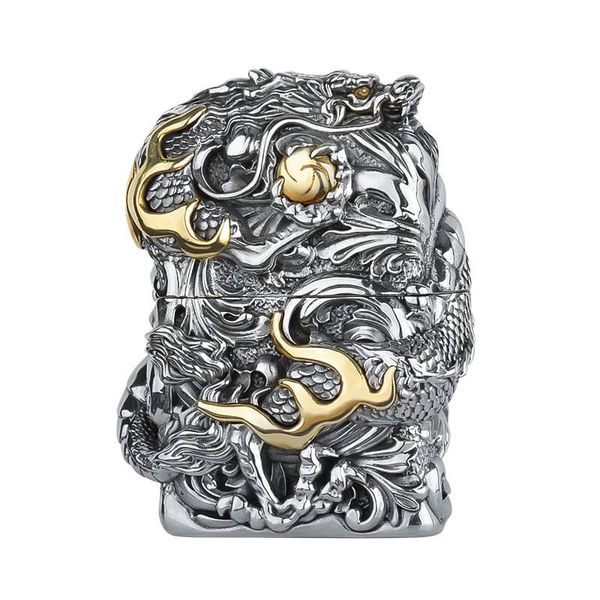 Zippo Ốp Rồng Cuộn Giữ Châu ZD58