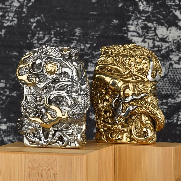 Zippo Ốp Rồng Cuộn Giữ Châu ZD58