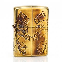 Zippo Đồng Cháy Khắc Sâu Sư Tử Hoàng Gia ZN07