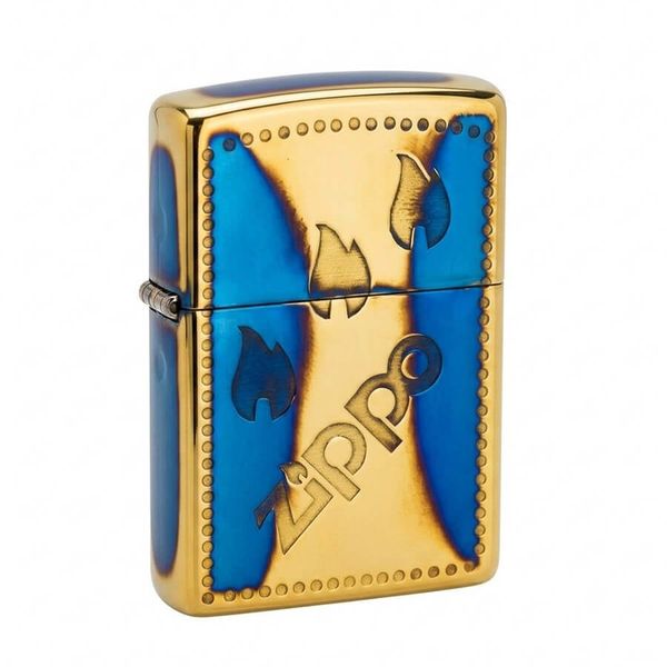 Zippo Đồng Cháy Khắc Chìm Logo Và Ngọn Lửa Zippo ZN314