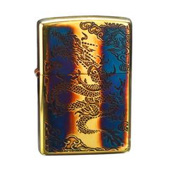 Zippo Armor Đồng Cháy Khắc Rồng Lượn 1 Mặt ZN33
