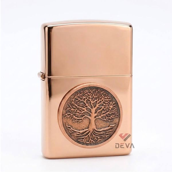 Tìm Zippo Vàng Hồng Ốp Emblem Cây Sự Sống Tree Of Life Z152