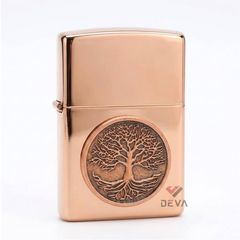 Tìm Zippo Vàng Hồng Ốp Emblem Cây Sự Sống Tree Of Life Z152