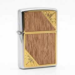 Zippo ốp gỗ hoa văn góc ZN178