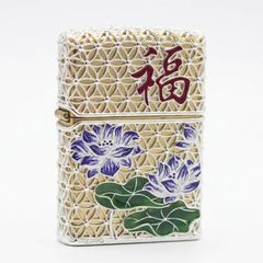 Zippo bọc lưới hoa văn bông sen ZN297