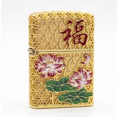 Zippo bọc lưới hoa văn bông sen ZN297