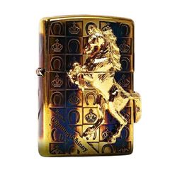 Zippo Đồng Cháy Ốp Chú Ngựa Chiến Thắng ZN17