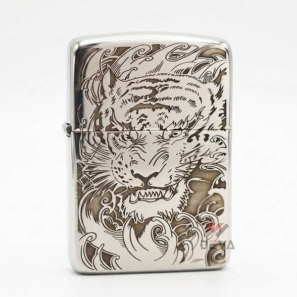 Zippo Bạc Khối Tái Bản 1941 Hình Hổ BK42