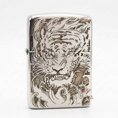 Zippo Bạc Khối Tái Bản 1941 Hình Hổ BK42