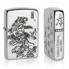 Zippo Bạc Khối Tái Bản 1941 Hình Hổ Núi BK45