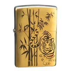 Zippo Vàng Khắc Hổ Rừng Trúc ZK36