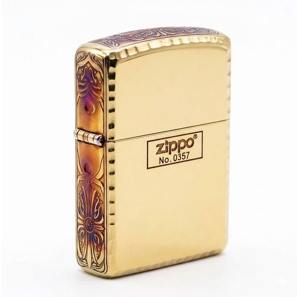 Zippo Armor viền gõ búa cạnh hoa văn đồng cháy bản giới hạn ZN325
