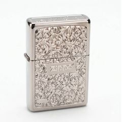 Zippo 2 Mộc Đáy Bottom Up Hoa Văn Silver Plate Titanium Coating ZN159