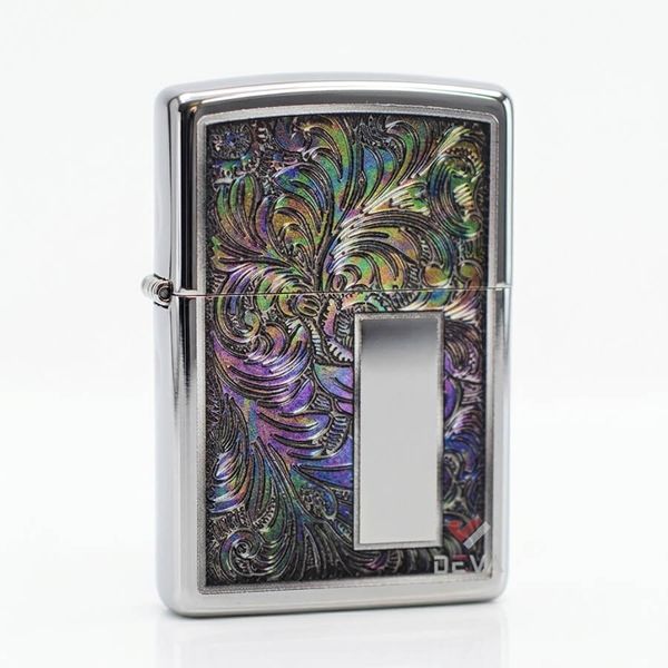 Zippo Mỹ chính hãng đen bóng hoa văn Colorful Venetian Z387