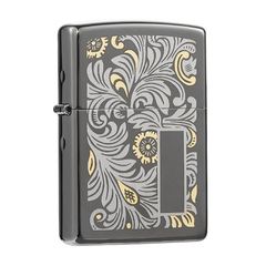 Zippo Mỹ chính hãng đen bóng hoa văn Venetian Z386