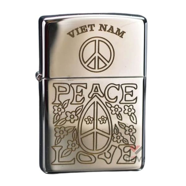 Zippo Tái Bản Mẫu Lính Mỹ Khắc Tay Love And Peace ZK57