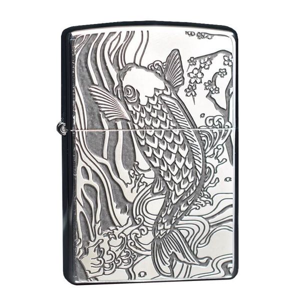 Zippo khắc hình cá chép ZD36
