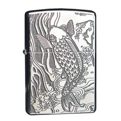 Zippo khắc hình cá chép ZD36