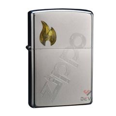 Zippo Satin Khắc Logo Zippo Chéo Và Ngọn Lửa Vàng ZK16