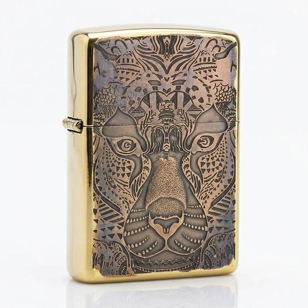 Zippo Khắc Sâu Hổ Phong Thủy ZN213